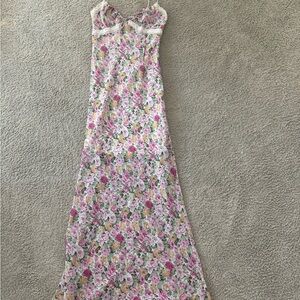 Princess Polly Smocked Floral Top in Pink, Green & Cream